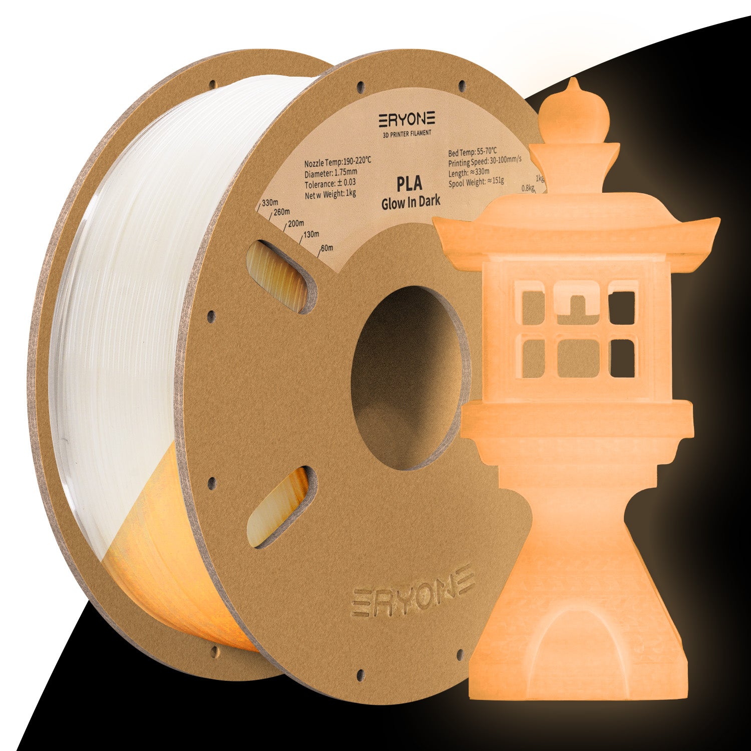 ERYONE Luminous PLA 3D Printer Filament 1.75mm, Dimensional Accuracy +/- 0.05 mm, 1kg (2.2LBS) / Spool