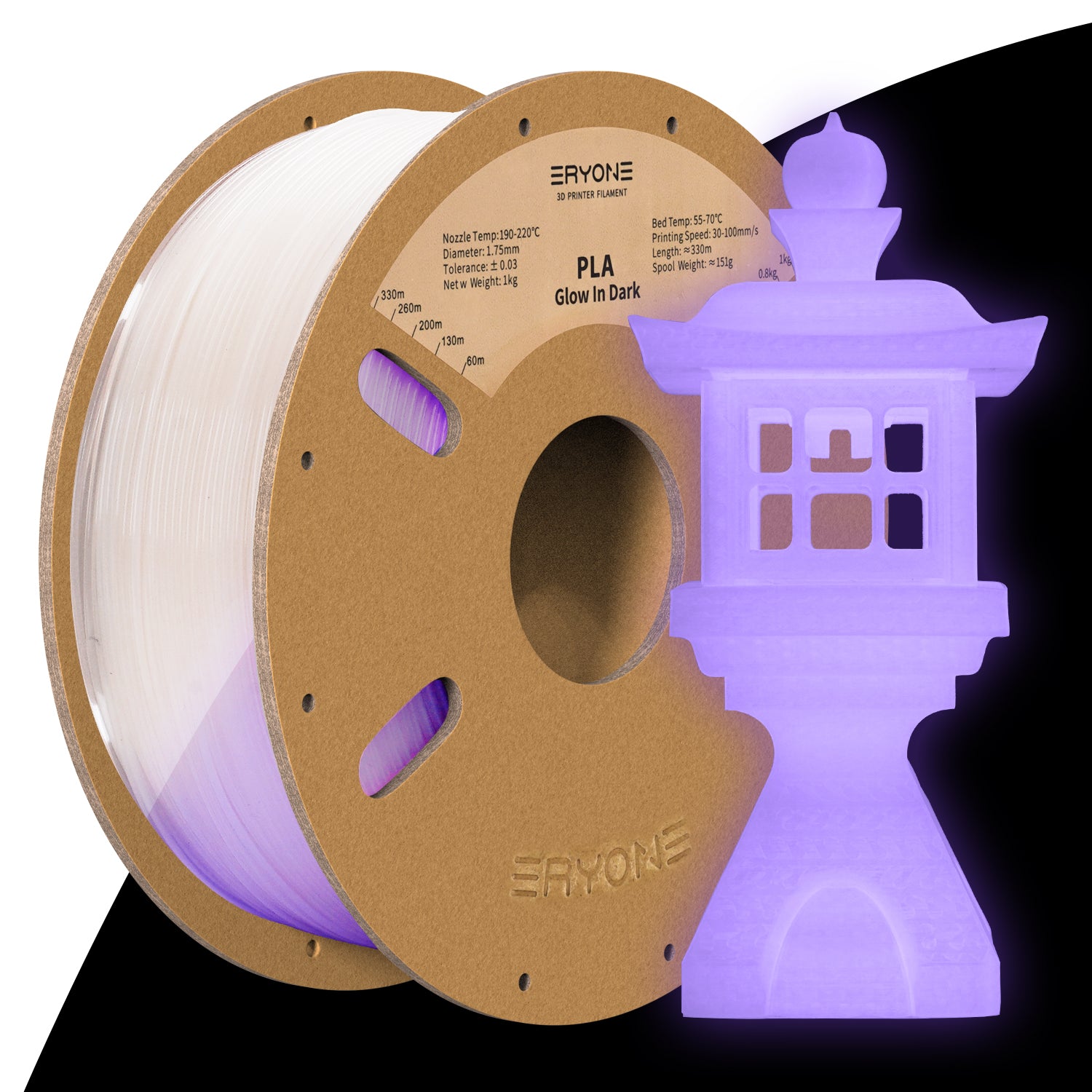 ERYONE Luminous PLA 3D Printer Filament 1.75mm, Dimensional Accuracy +/- 0.05 mm, 1kg (2.2LBS) / Spool