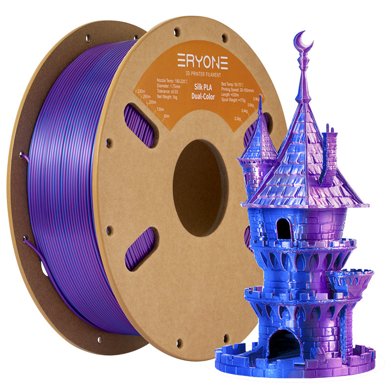 ERYONE Silk Dual-Color PLA Filament for 3D Printers,1kg (2.2LBS)/Spool 1.75mm,Accuracy +/- 0.03 mm