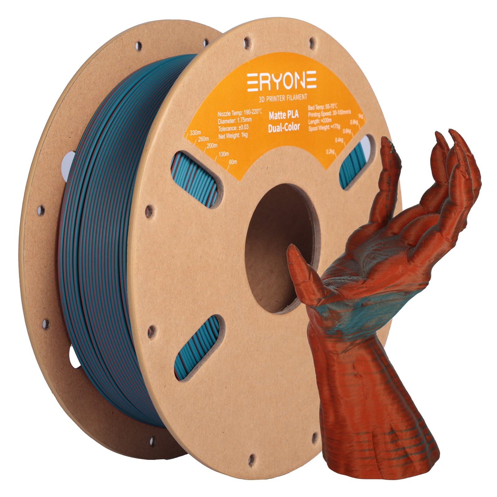ERYON Matte Dual-Color PLA Filament for 3D Printers,1kg (2.2LBS)/Spool 1.75mm,Accuracy +/- 0.03 mm