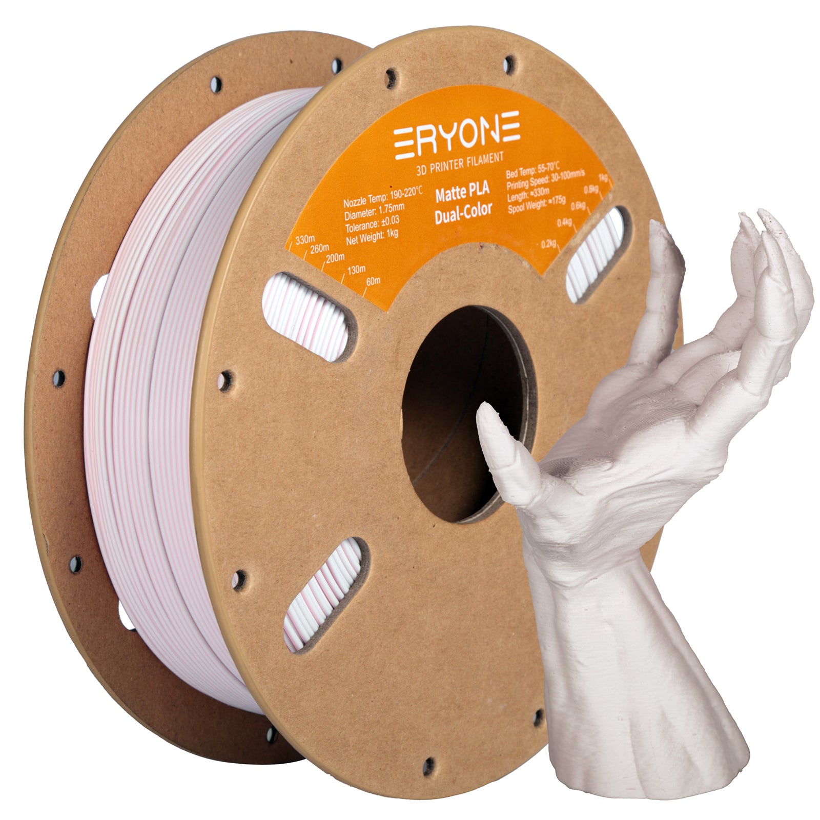 ERYON Matte Dual-Color PLA Filament for 3D Printers,1kg (2.2LBS)/Spool 1.75mm,Accuracy +/- 0.03 mm