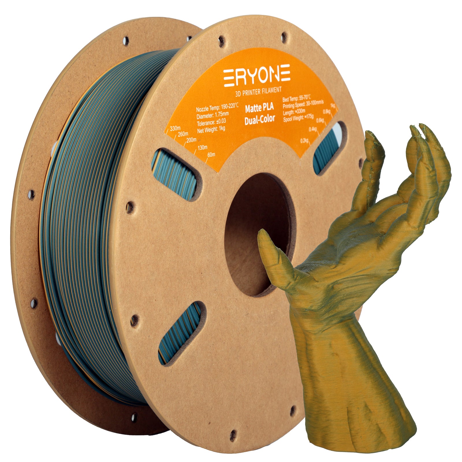 ERYON Mattes, zweifarbiges PLA-Filament für 3D-Drucker, 1 kg (2,2 LBS)/Spule 1,75 mm, Genauigkeit +/- 0,03 mm 