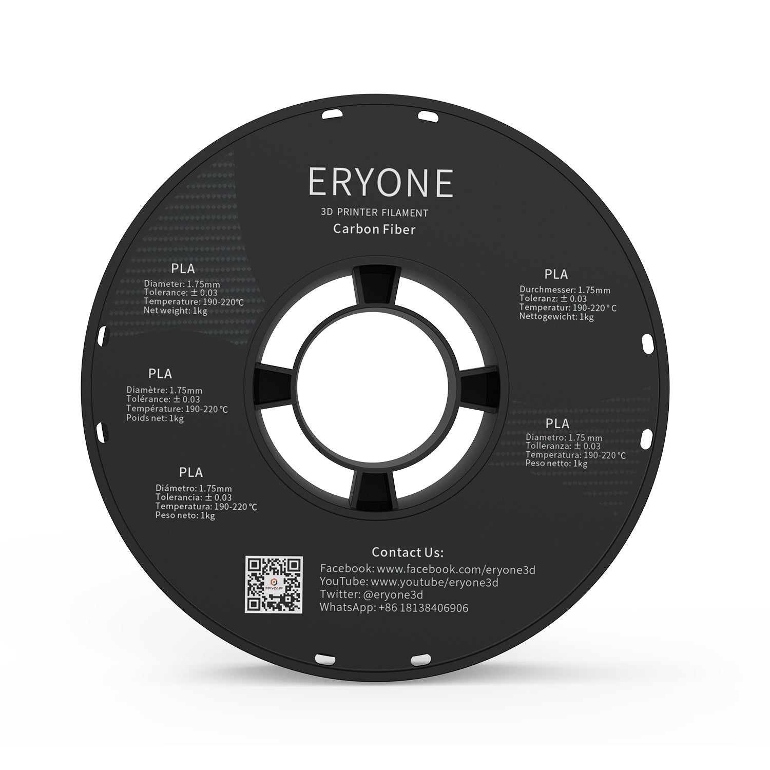 ERYONE Carbon Fiber PLA 3D Printer Filament 1.75mm, Dimensional Accuracy +/- 0.05 mm 1kg (2.2LBS)/Spool