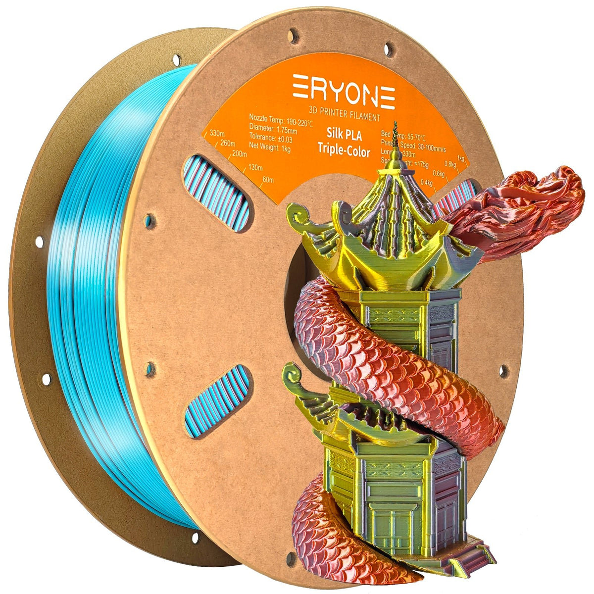PLA Silk Triple-Color 3D Printer Filament， 1.75mm(1kg) | Eryone – eryone3d