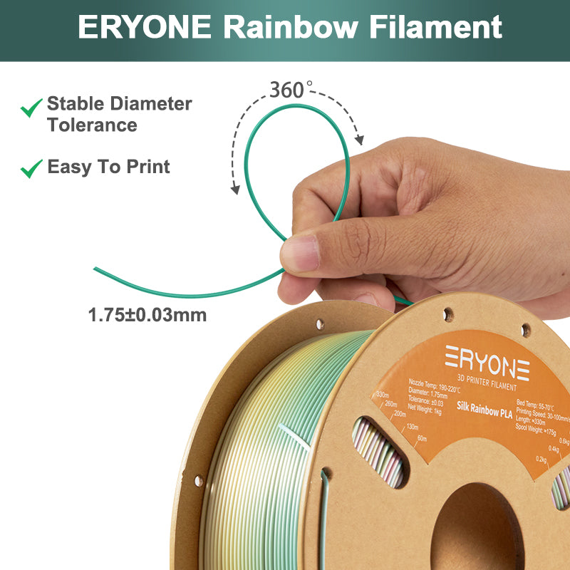 PLA Classical Rainbow Filament - 1.75mm±0.03mm (1kg)