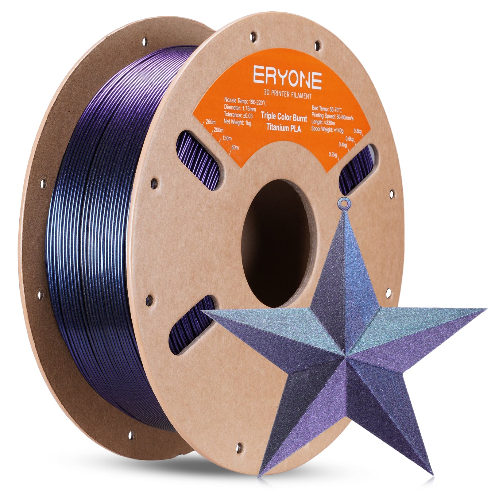 (Bundle Sale) PLA Burnt Titanium Triple Color Filament,1kg (MOQ:10 Rol ...