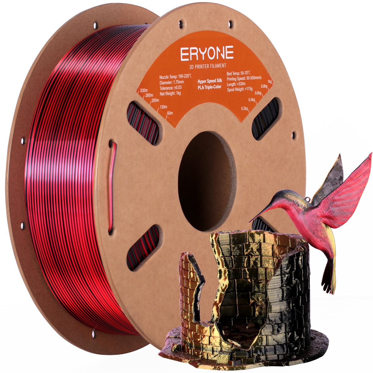 PLA Silk Triple-Color 3D Printer Filament, 1.75mm(1kg) | Eryone – eryone3d