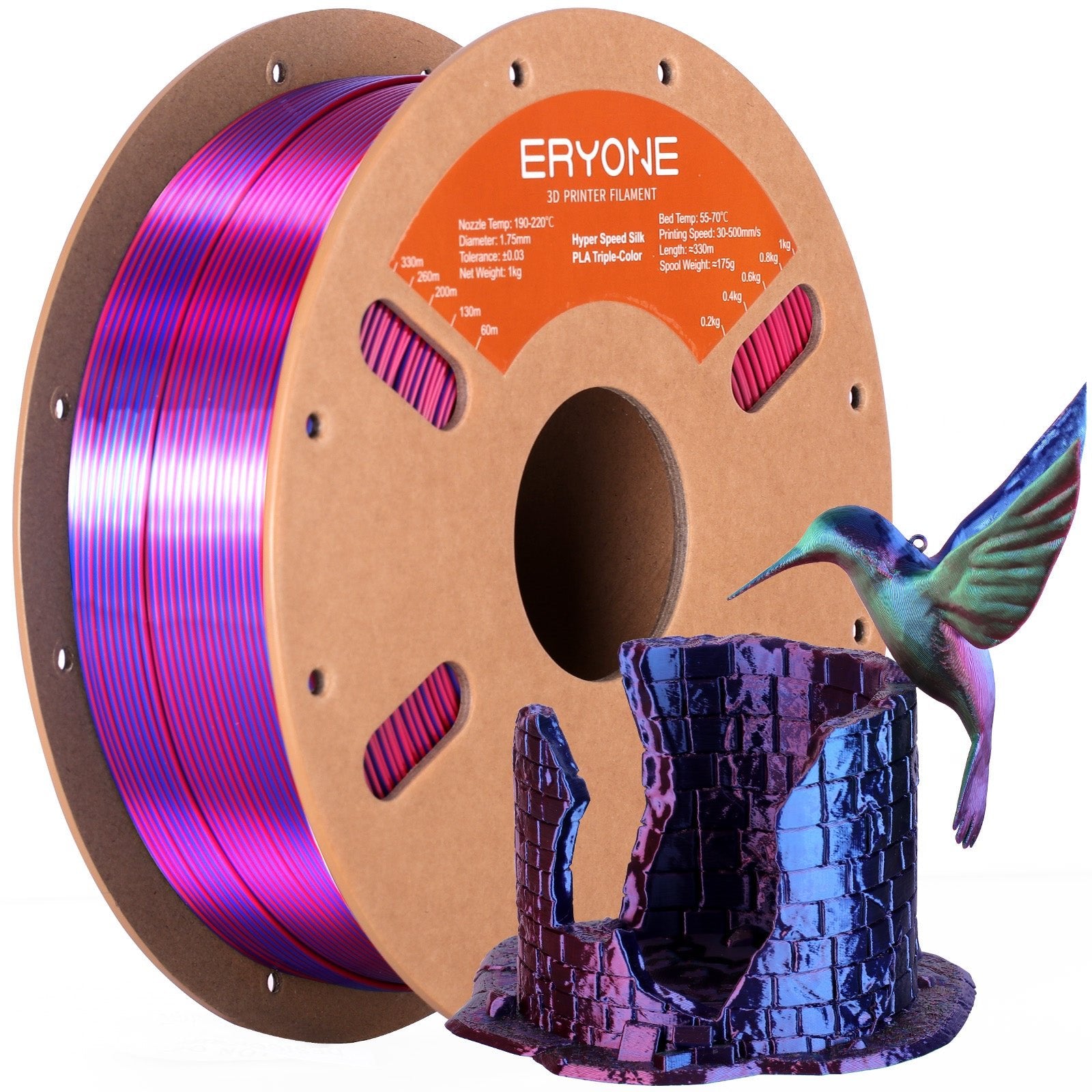 PLA Silk Triple-Color 3D Printer Filament, 1.75mm(1kg) | Eryone – eryone3d
