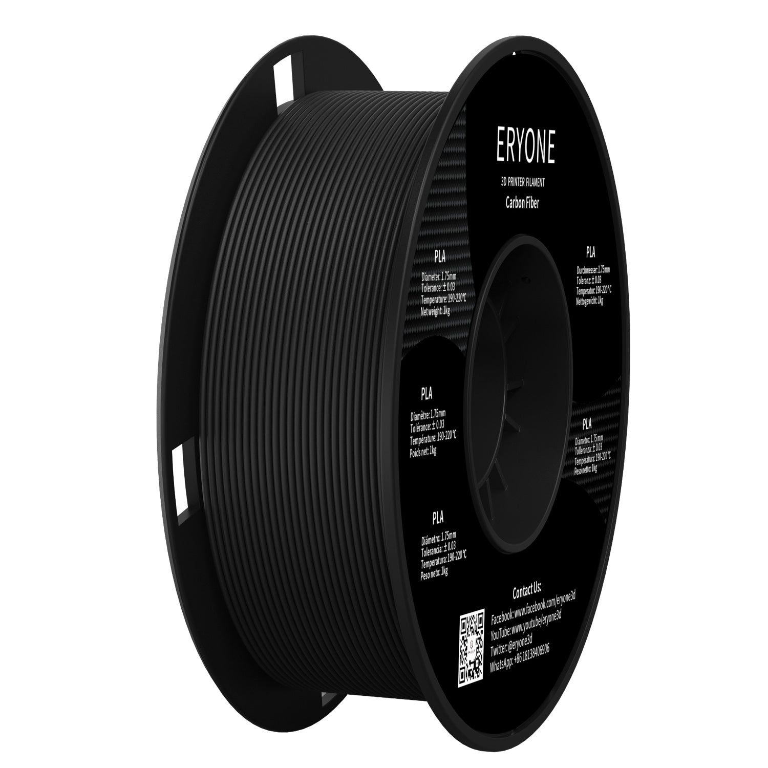 ERYONE Carbon Fiber PLA 3D Printer Filament 1.75mm, Dimensional Accuracy +/- 0.05 mm 1kg (2.2LBS)/Spool