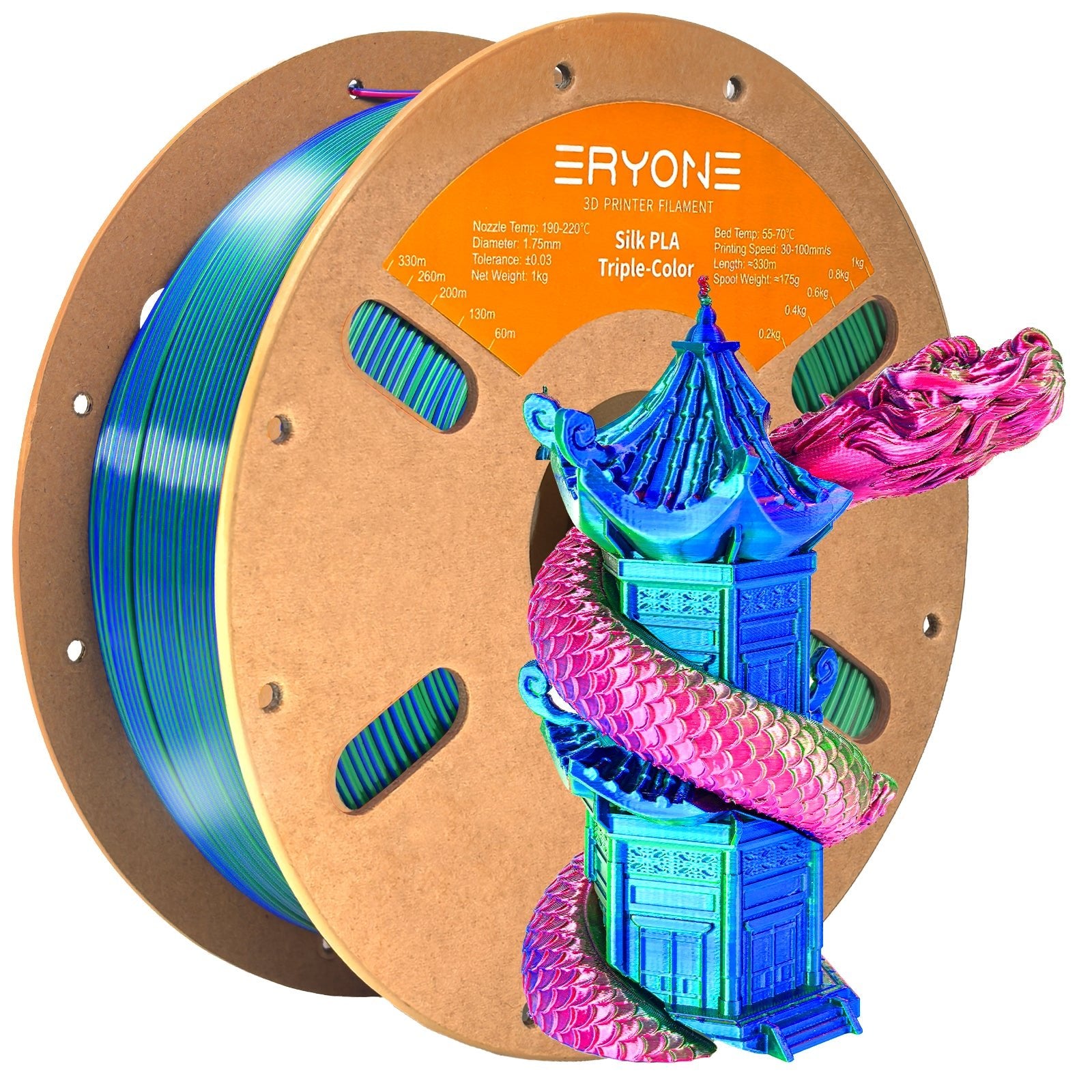 PLA Silk Triple-Color 3D Printer Filament, 1.75mm(1kg) | Eryone – eryone3d