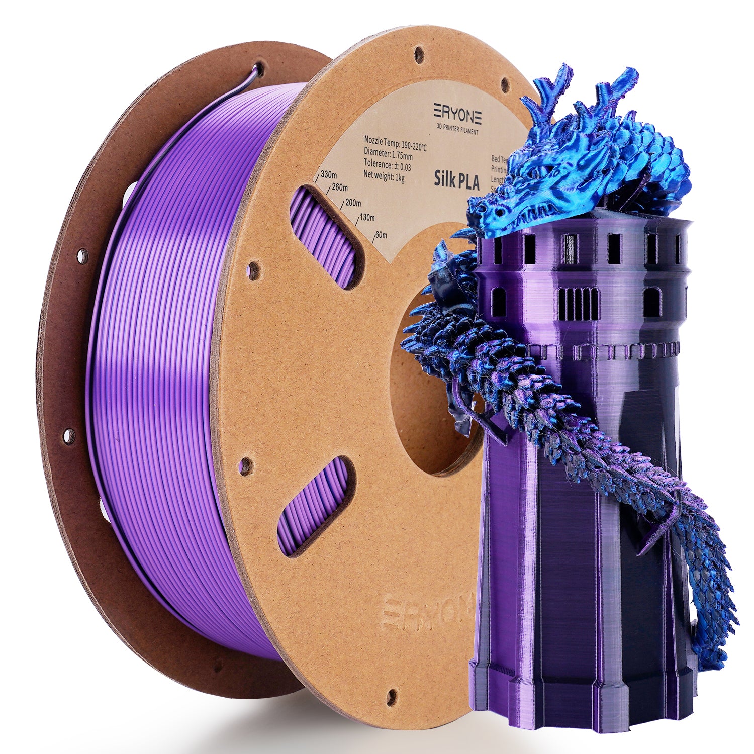 1set ERYONE PLA Soie 3-Couleur Filament D'imprimante 3D, Matériau