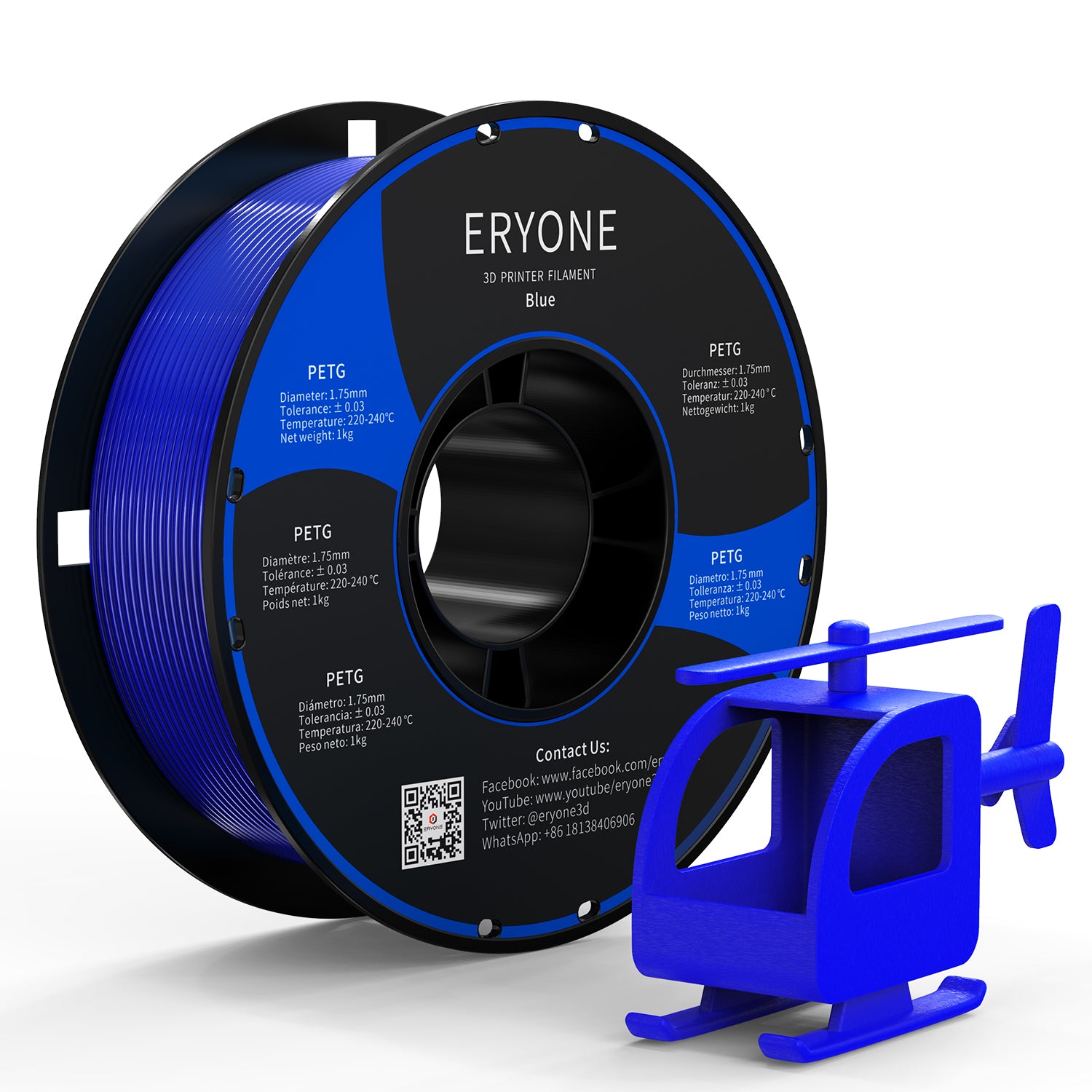 Eryone - Tripel soie - Noir + Blue + Violet - Filament PLA - 1Kg 1