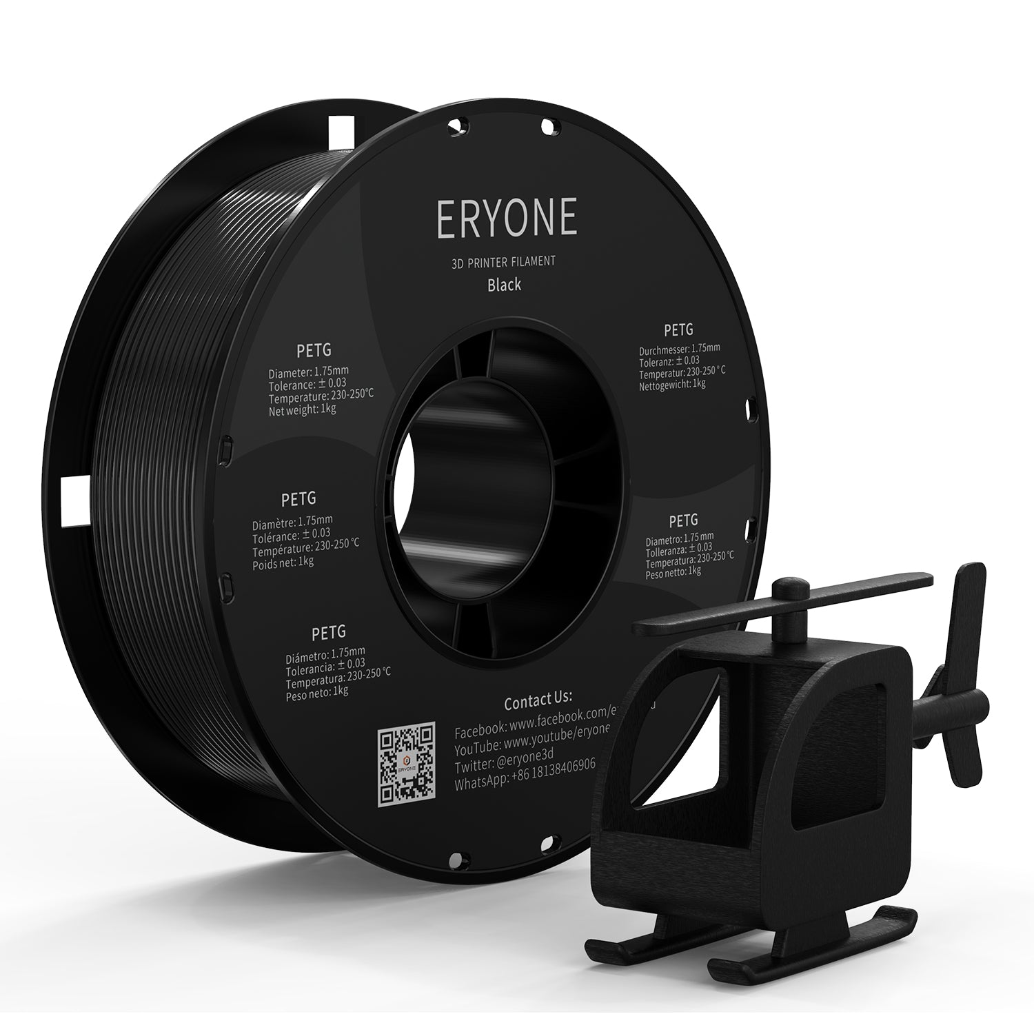 ERYONE PETG Filament, 1.75mm ±0.03mm Filament for 3D Printer, 1KG(2.2LBS)/ Spool - eryone3d