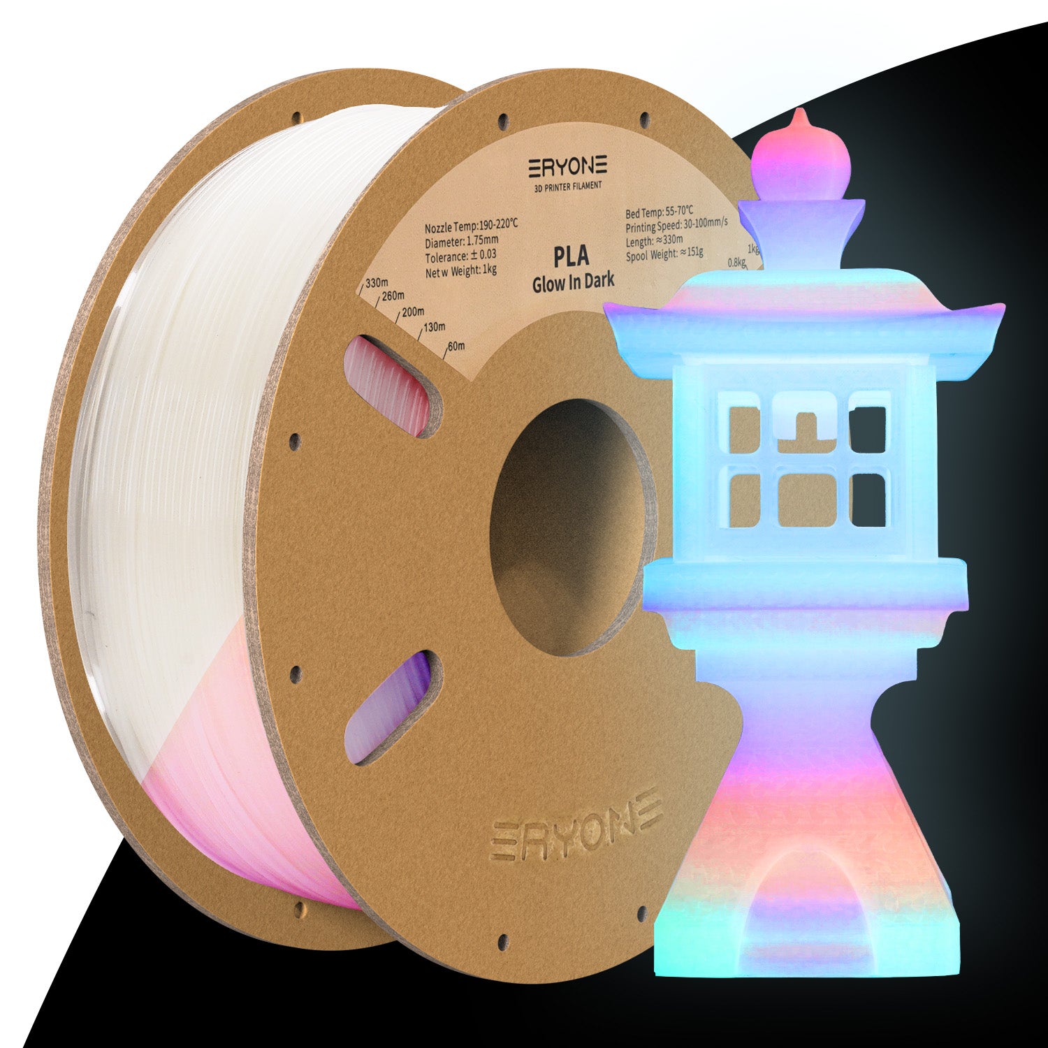 ERYONE 1kg (2.2LBS)/Spool 1.75mm Matte Dual-Color PLA Filament for