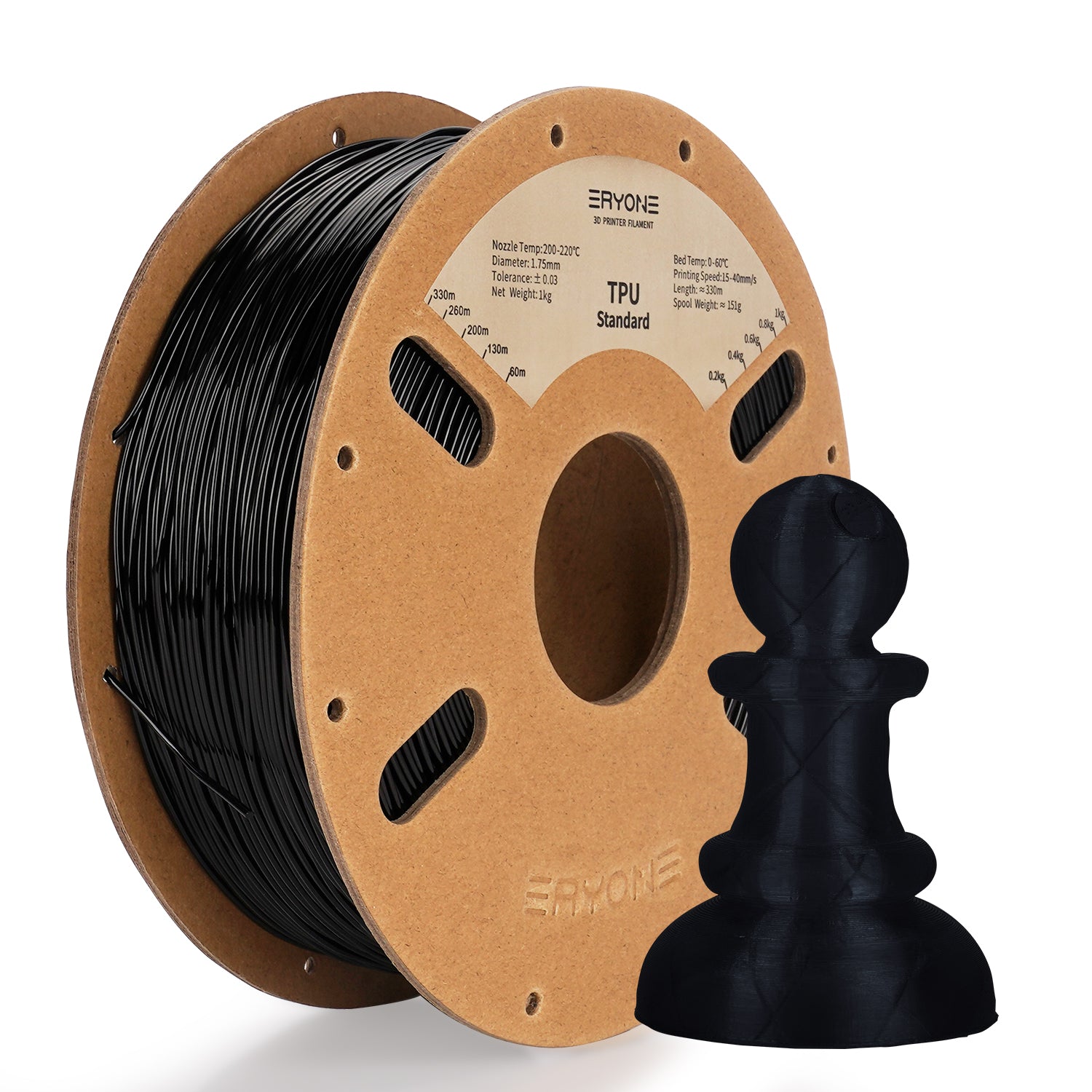 ERYONE 1.75mm TPU 3D Printer Filament, Dimensional Accuracy +/- 0.05 mm, 0.5kg&1kg (1.1 LB) / Spool