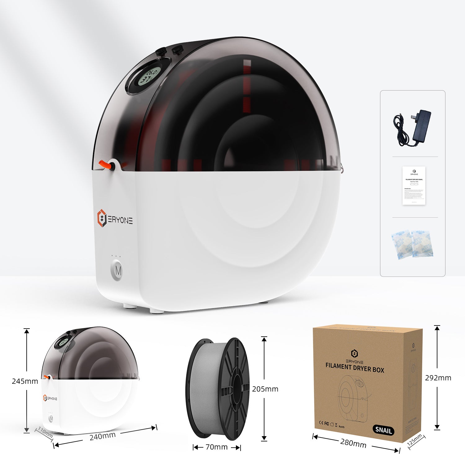 ERYONE Snail 3D Filament Dryer Box M2(Dry heating Option) - eryone3d