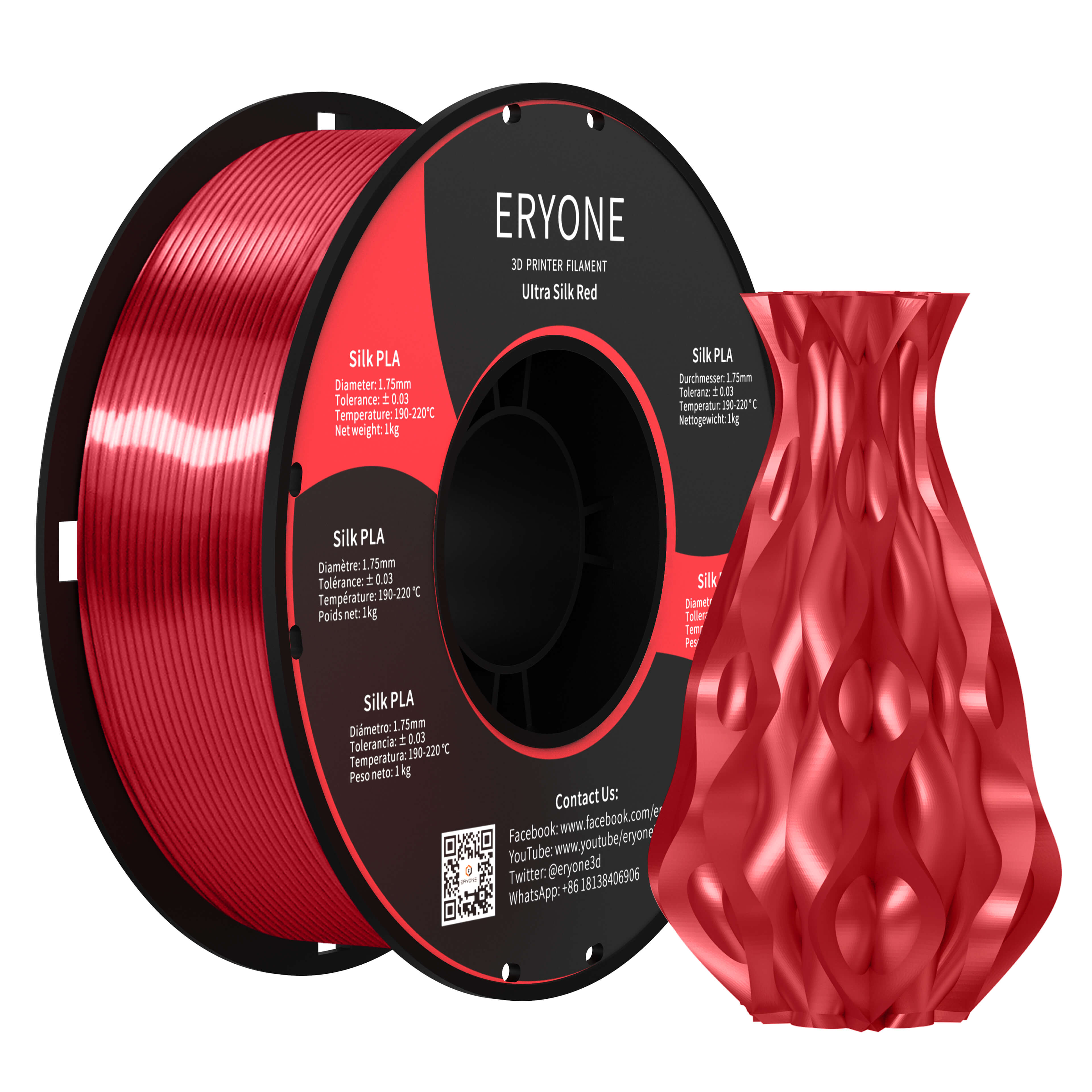 Eryone - PLA Silk Dual-Color - Rouge & Vert (Red & Green) - 1.75mm