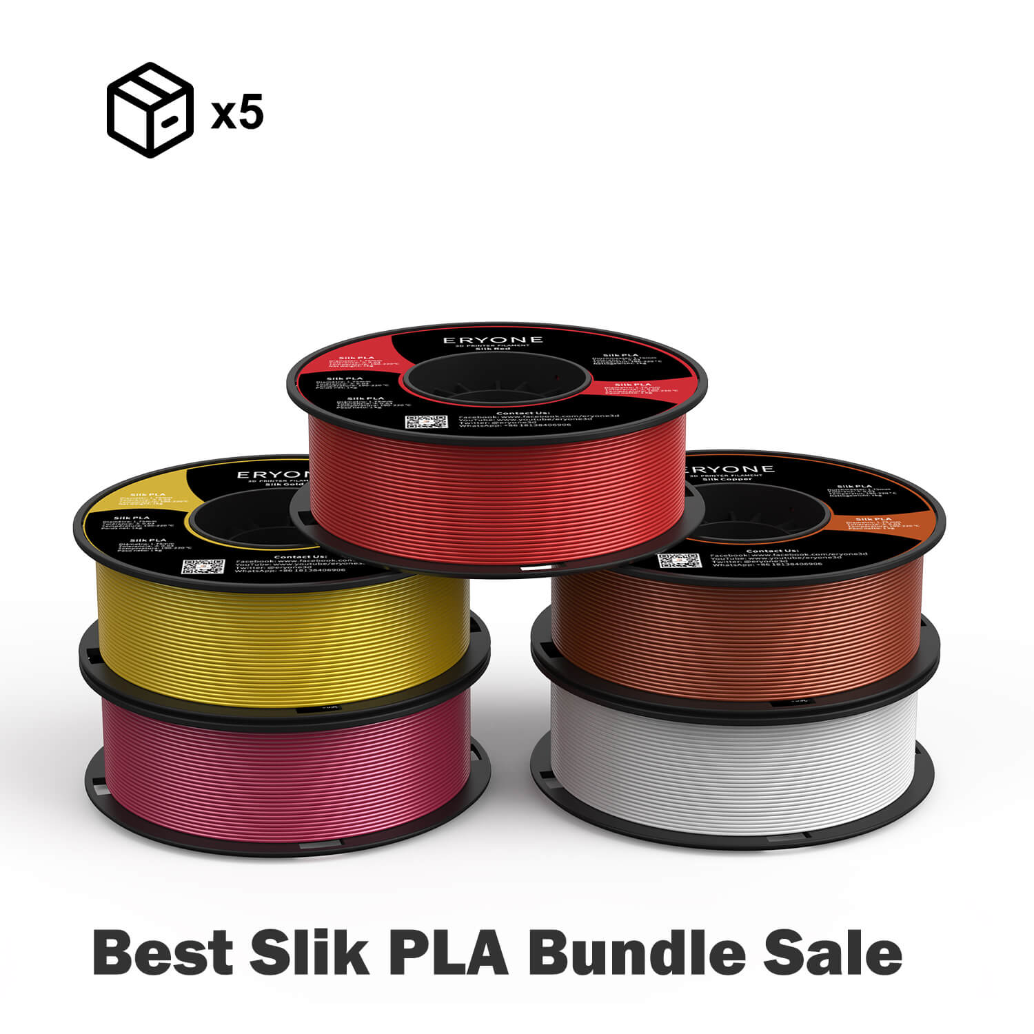 Bundle Sale- ERYONE Silk&Ultra Silk PLA 3D Filament 1kg +FREE SHIPPING